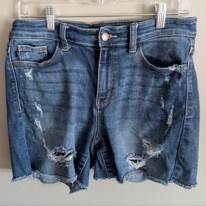 Judy Blue Distressed Blue Jean Shorts
